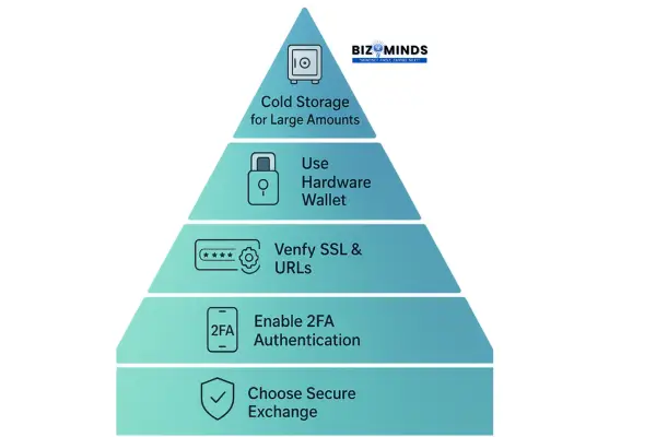 Bitcoin Security Layers Pyramid - Essential Protection Steps to buy Bitcoin Safely