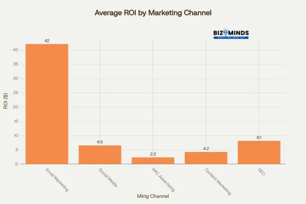 Average ROI by Online Marketing Strategies