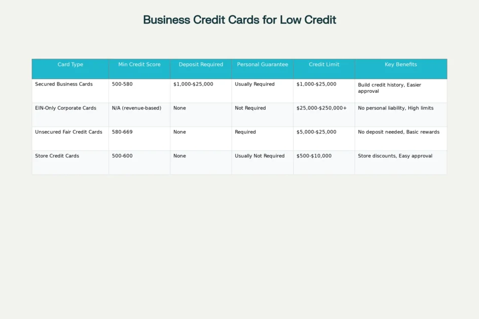 Business Credit Cards for Low Credit Score