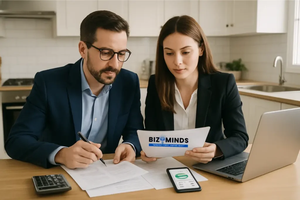 Couple planning their family budget