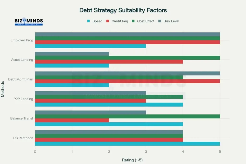 Debt strategy suitability factors