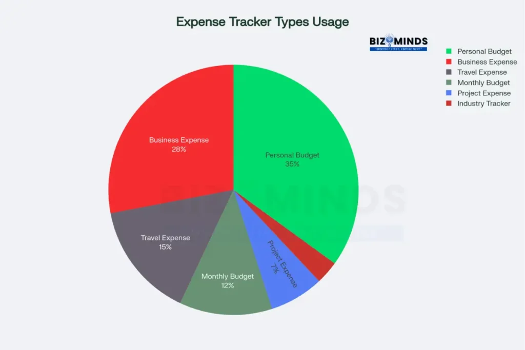 Expense tracker spreadsheet usage by type