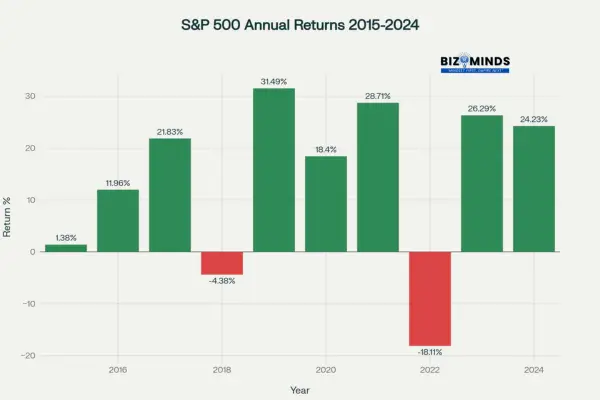 S&P 500 Annual Returns (2015-2024) - Highlighting the Best Investments