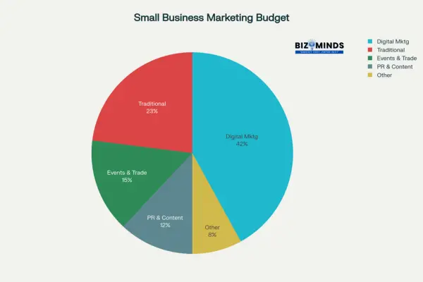 Small businesses devote 42% of their budgets to online marketing strategies