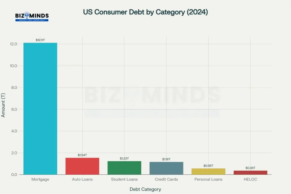 US consumer debt by category