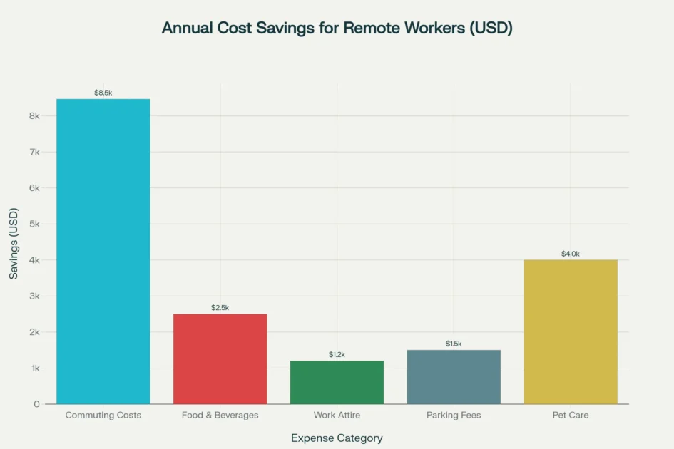 Annual financial savings breakdown for remote workers 