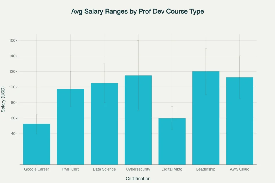 Average salary ranges by professional development courses