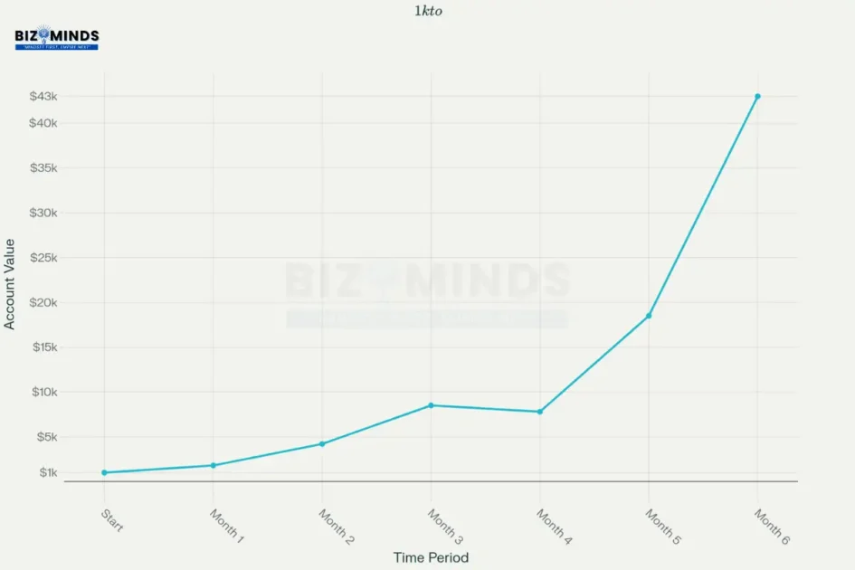 Hypothetical forex account growth trajectory