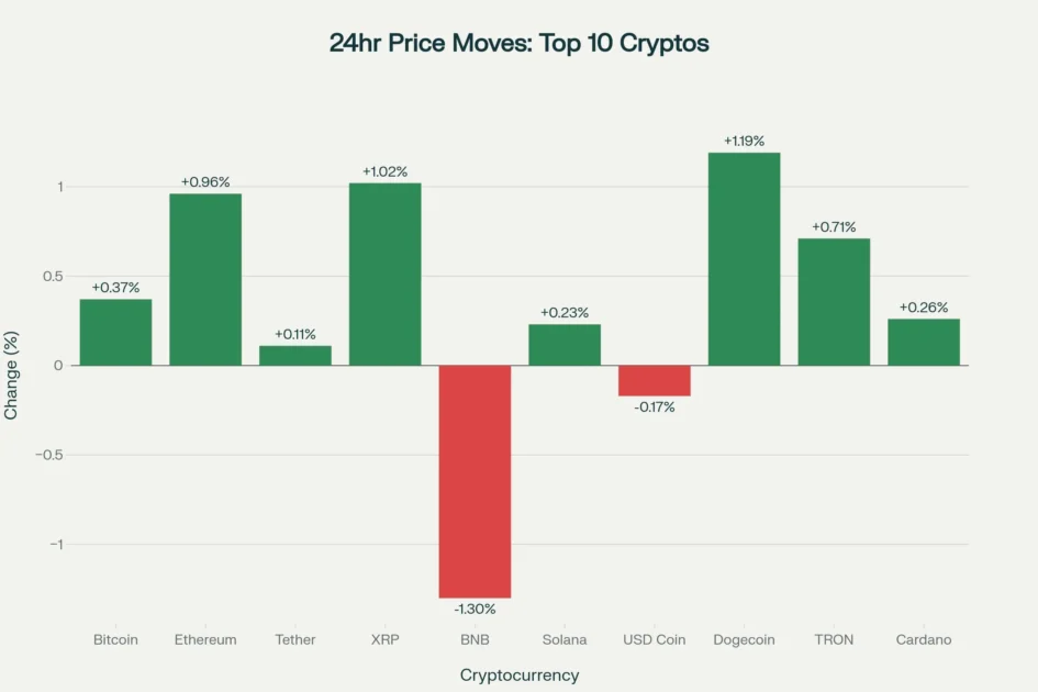 24hr Price Moves- Top Cryptocurrencies